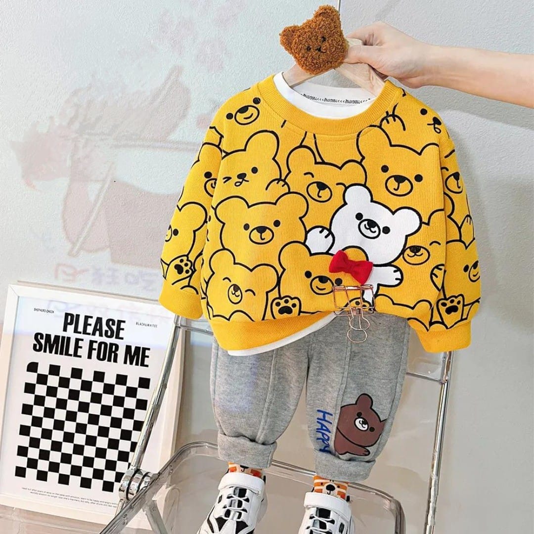 Bunny Print Yellow &White Sweatshirt & Pant