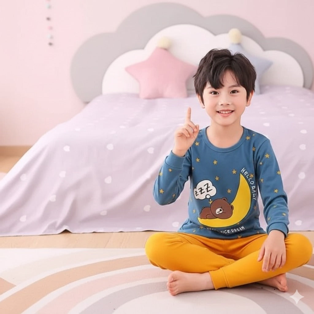 Sleeping Bear Design Printed Kids Wear