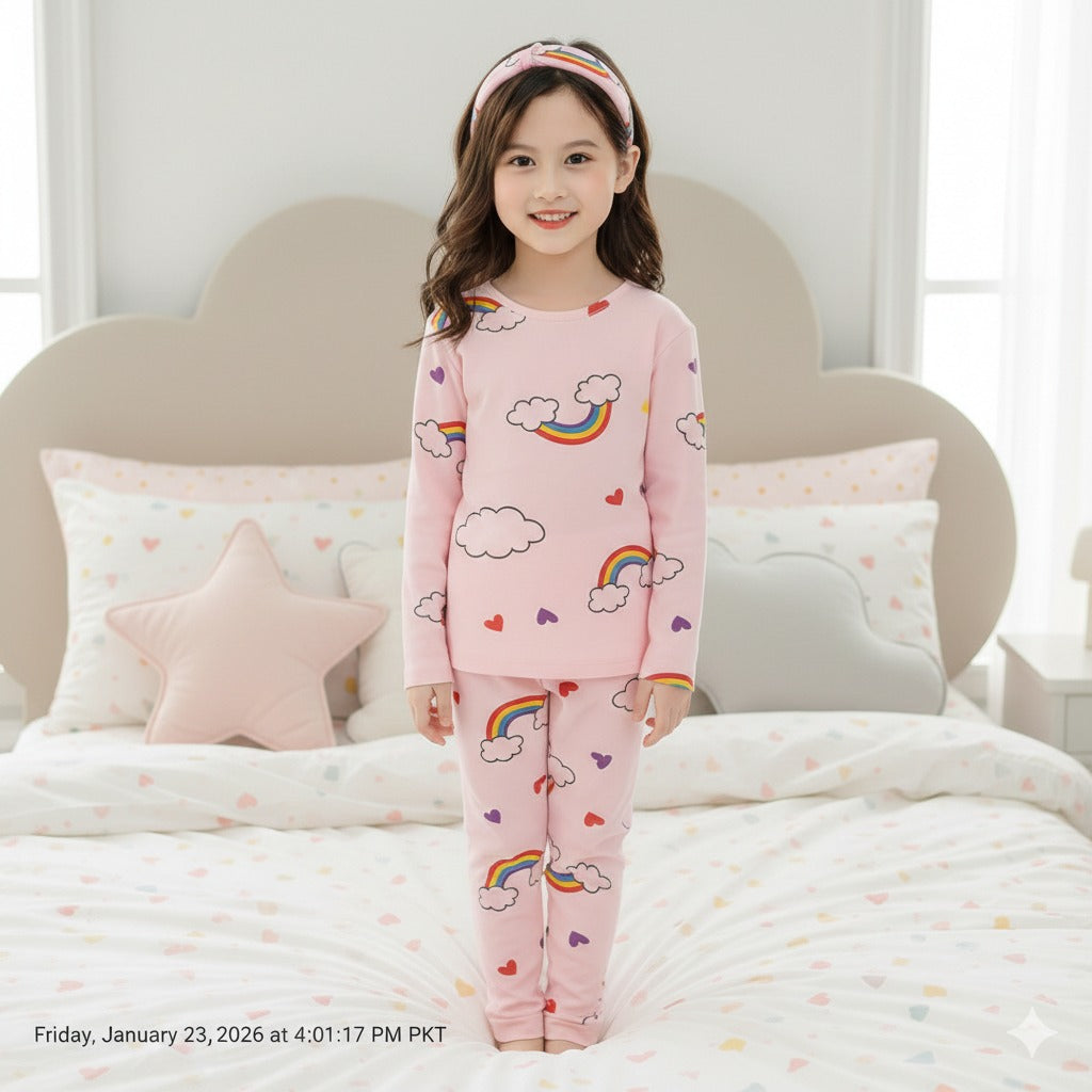 Pink Rainbow Kids Nightsuit