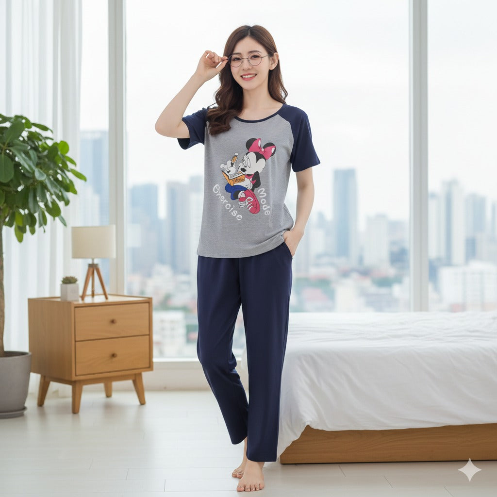 Minnie Mouse Mode Exercise Woman Print PJ Set