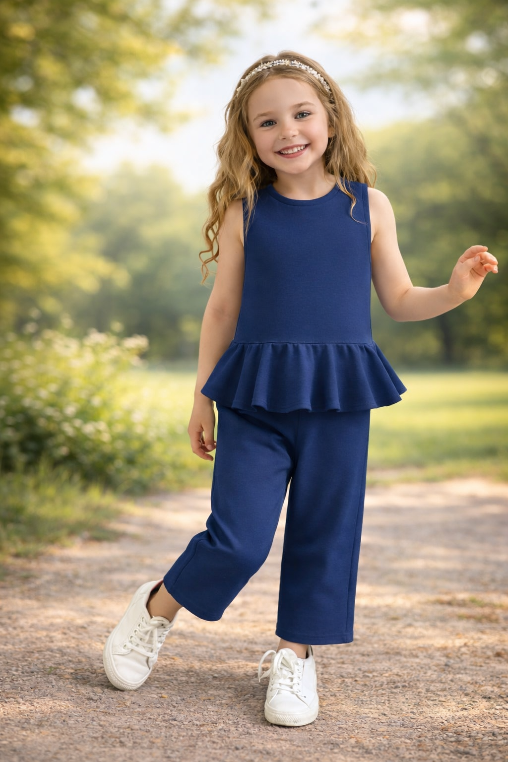 Peplum top and pants set