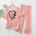 Womens Pink Printed 2Pcs Loungewear
