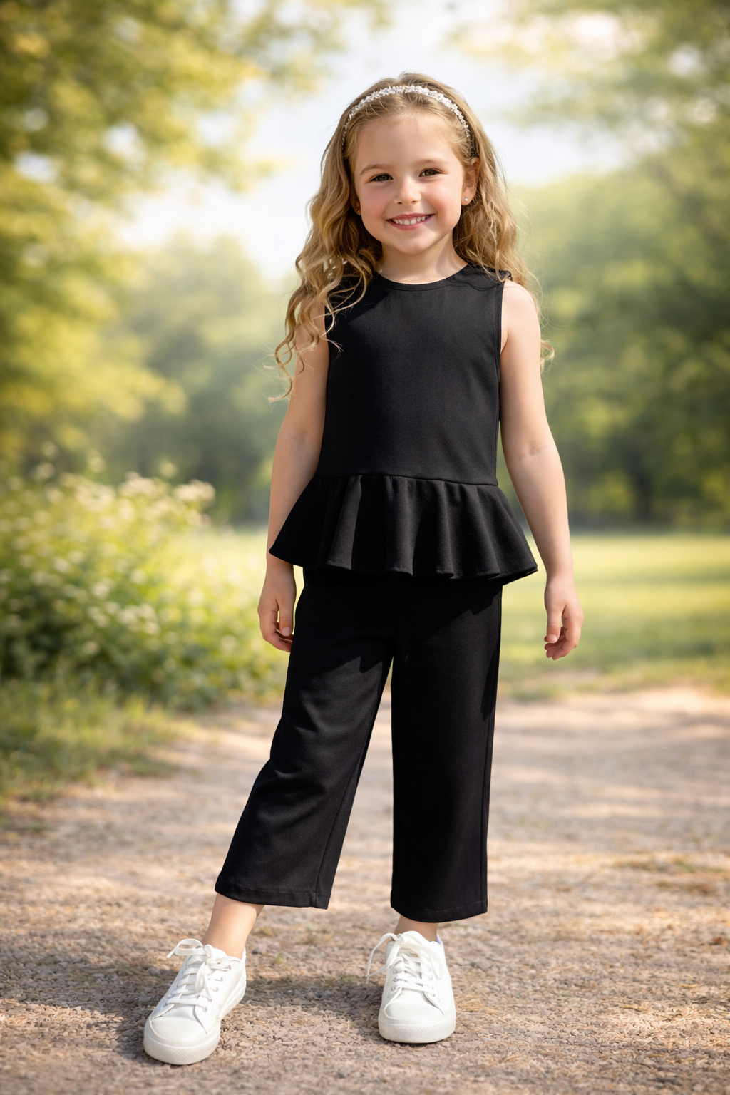 Peplum top and pants set