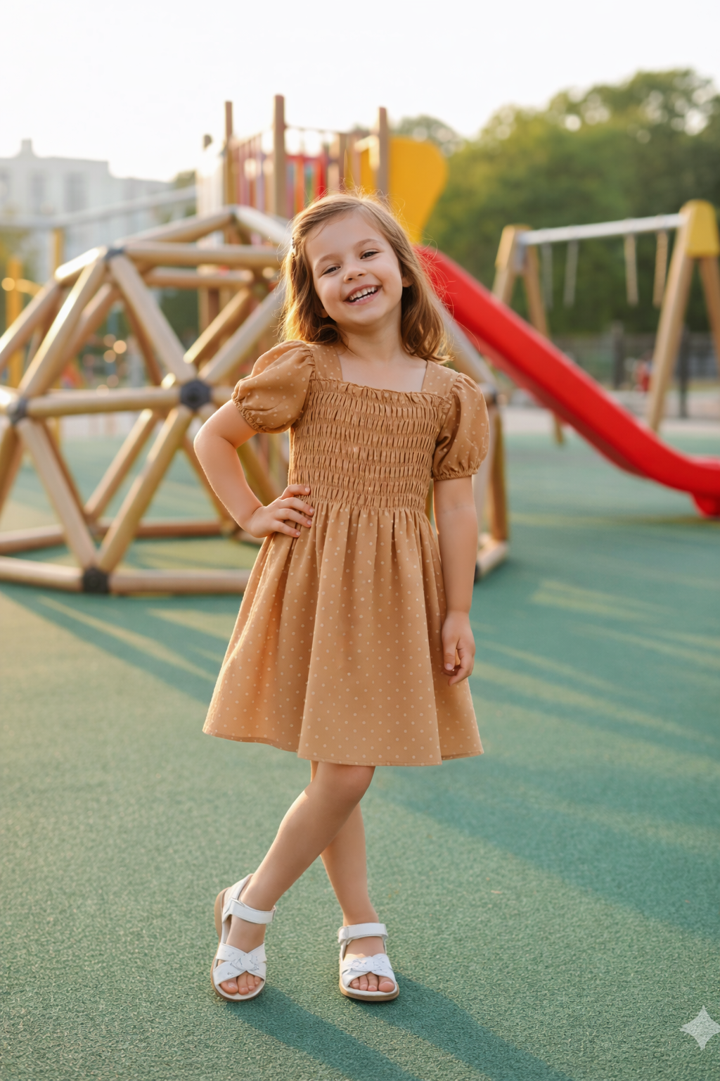 Puff Sleeve Girls' Dress