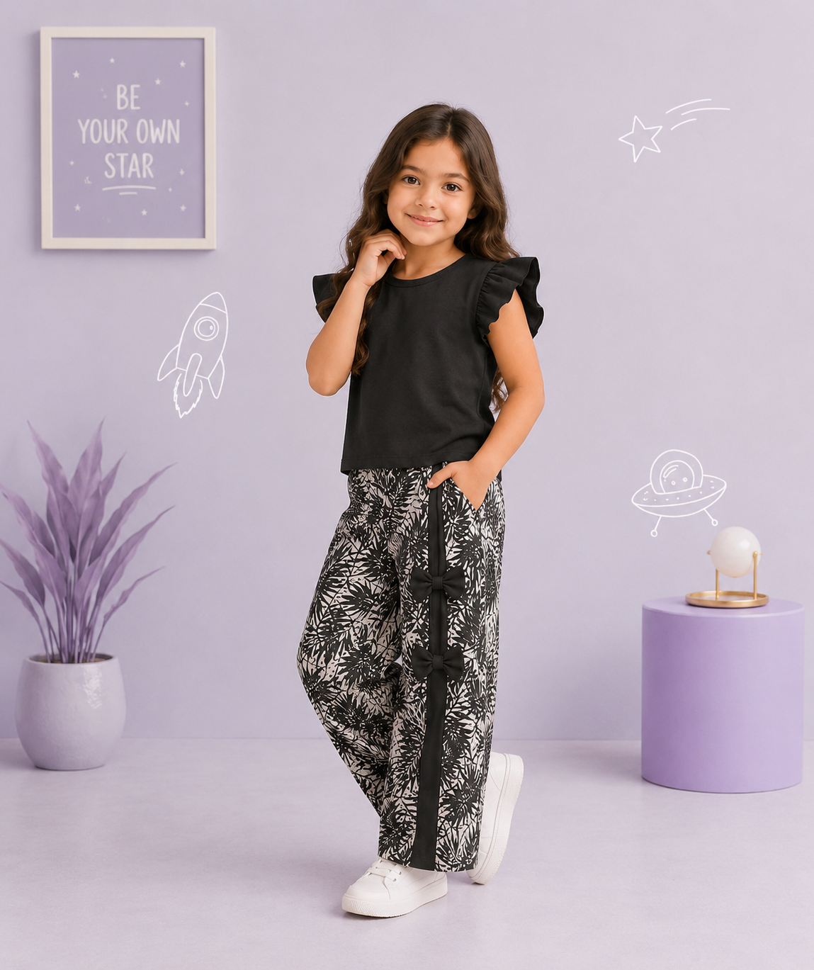 Rib Bow Kids Wear ( 2 PCS )