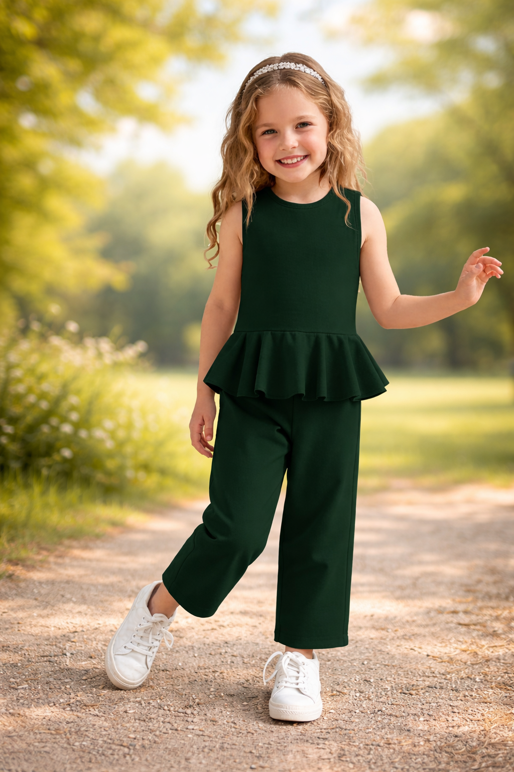 Peplum top and pants set