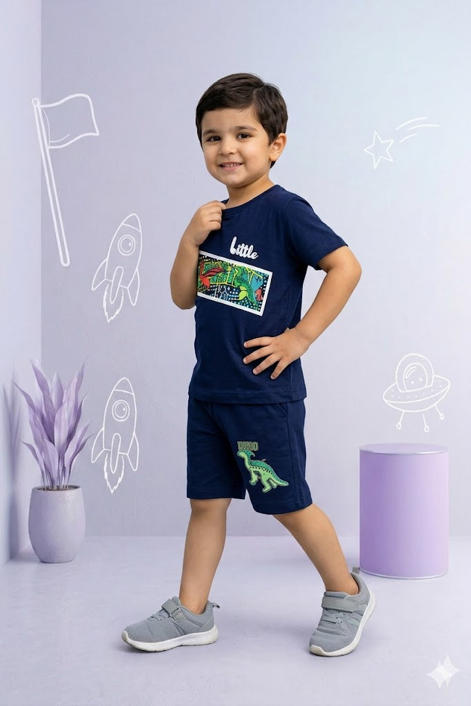 Kids Summer Outfit – Soft Cotton T-Shirt & Shorts Set for Boys