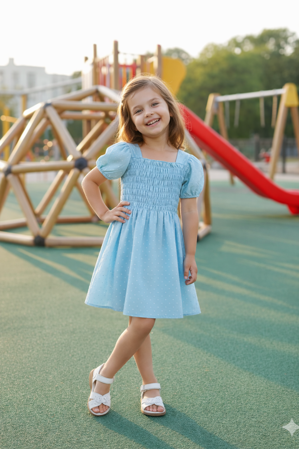 Puff Sleeve Girls' Dress