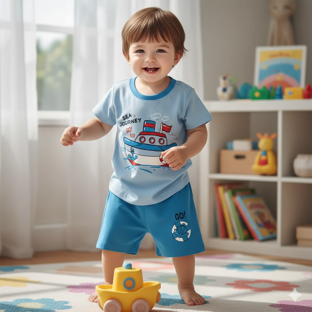 Blue Sea Journey Kids Short Sleeve Kids Wear
