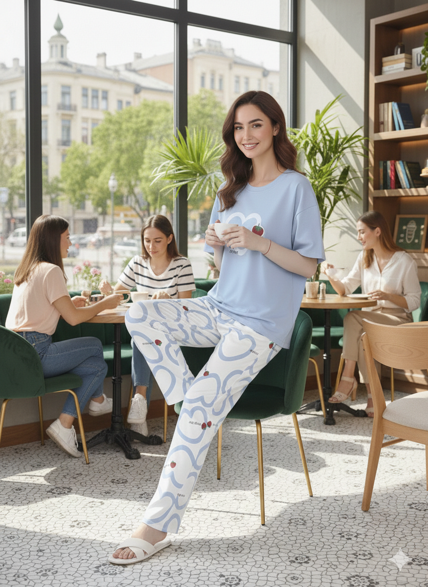 Blue Heart Printed Casual wear