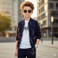 Kids Black Printed Zipper with Warm Black Trouser