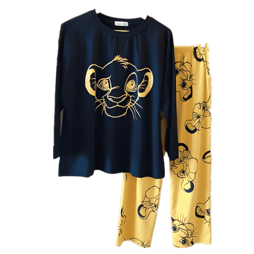 Black Yellow Lion Woman Pajama Set - AL TAQWA