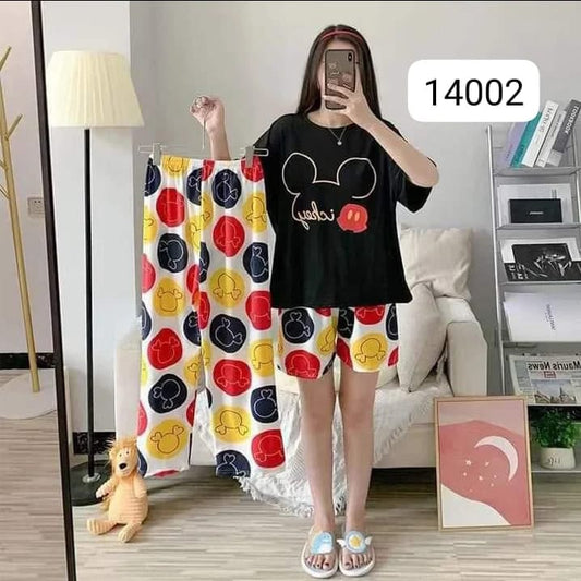 Black Cartoon Women Printed Nightwear R