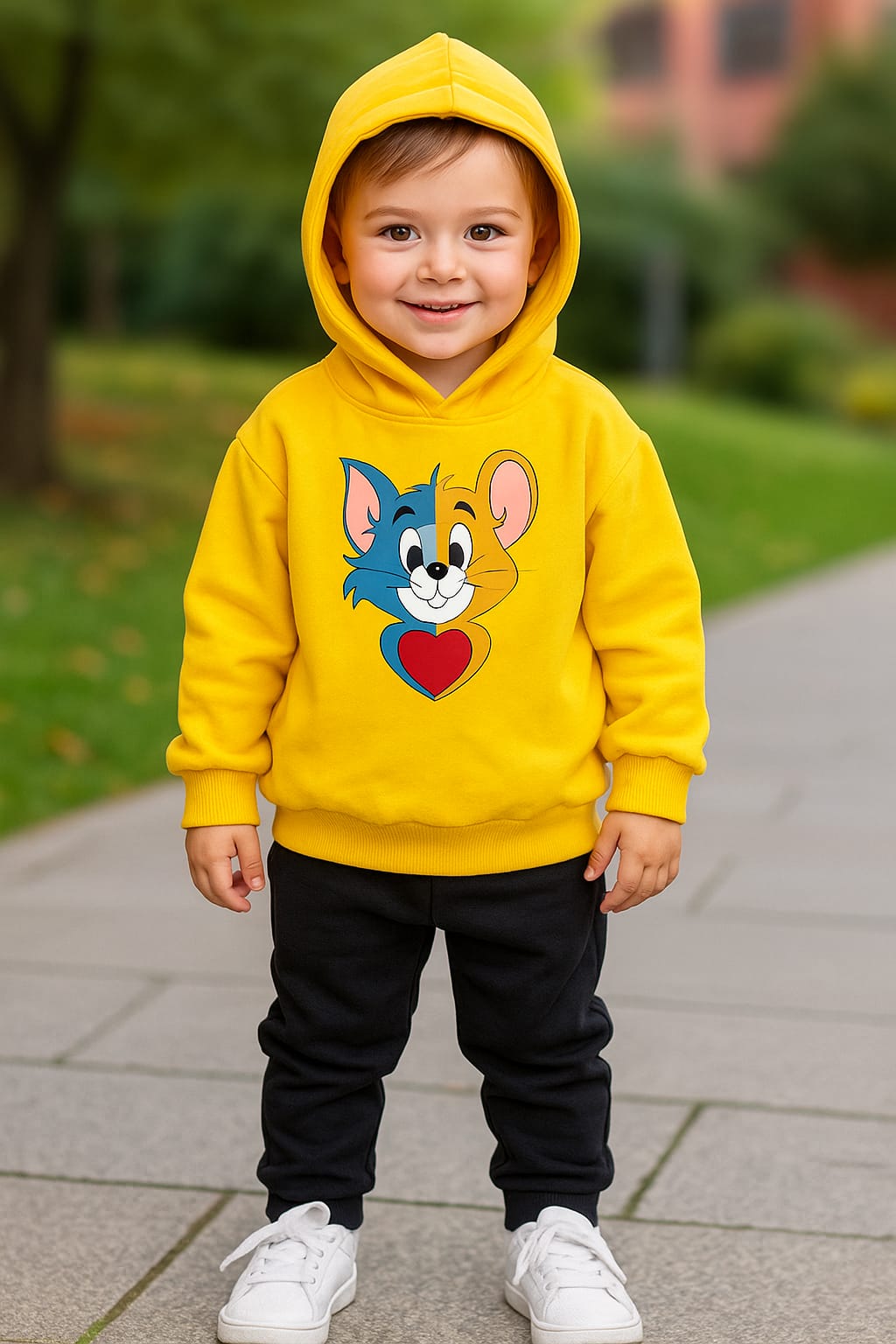 Yellow Printed Hoodie Kids Wear