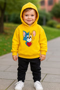 Yellow Printed Hoodie Kids Wear