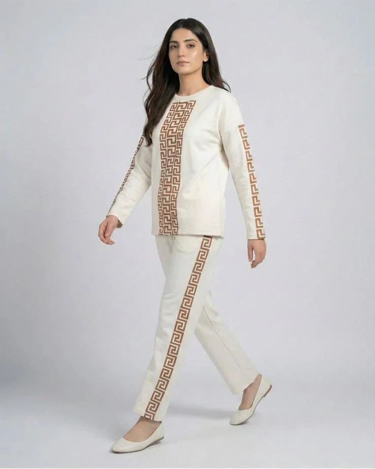 Puzzle Printed Premium Quality Winter 2-Pcs Tracksuit