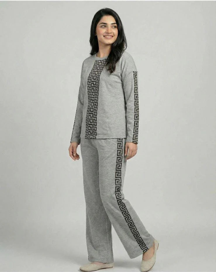 Puzzle Printed Premium Quality Winter 2-Pcs Tracksuit
