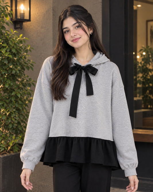 Noir Bow Hoodie Set