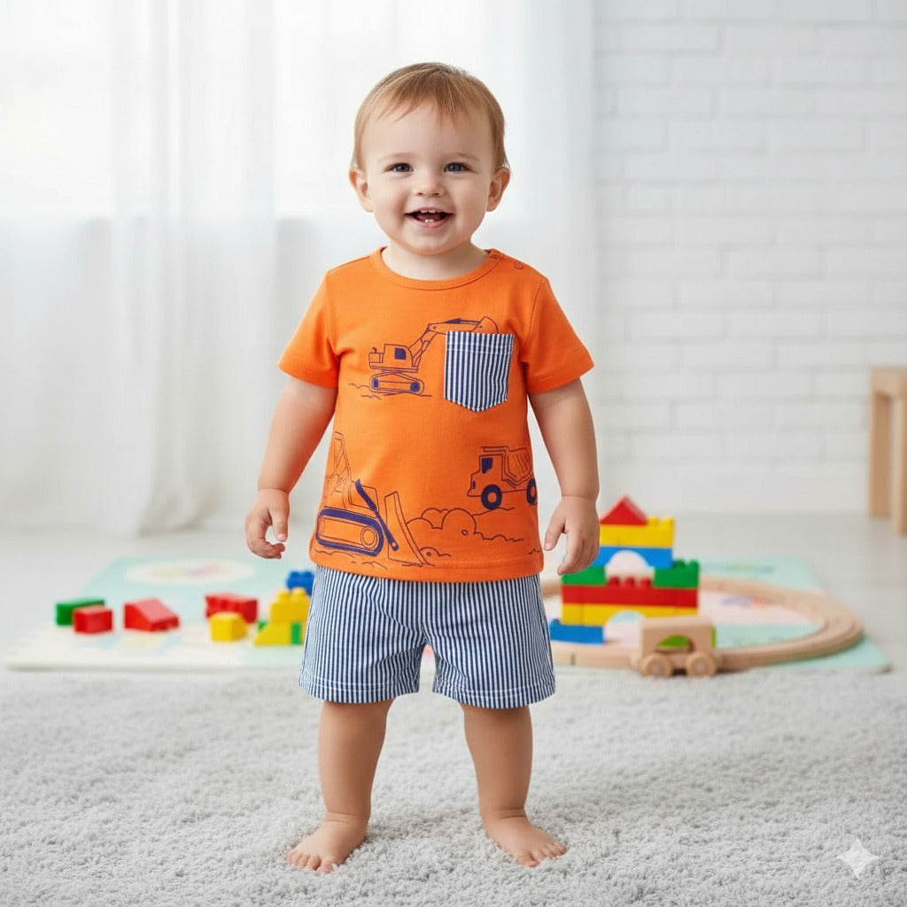 Orange machines Short Sleeve Kids Wear