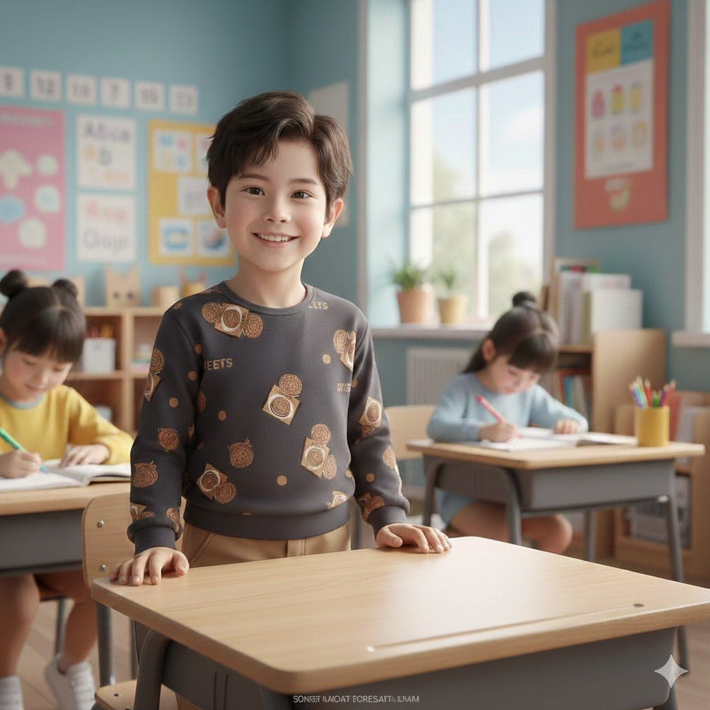 Brown Cookie Printed Kids Wear