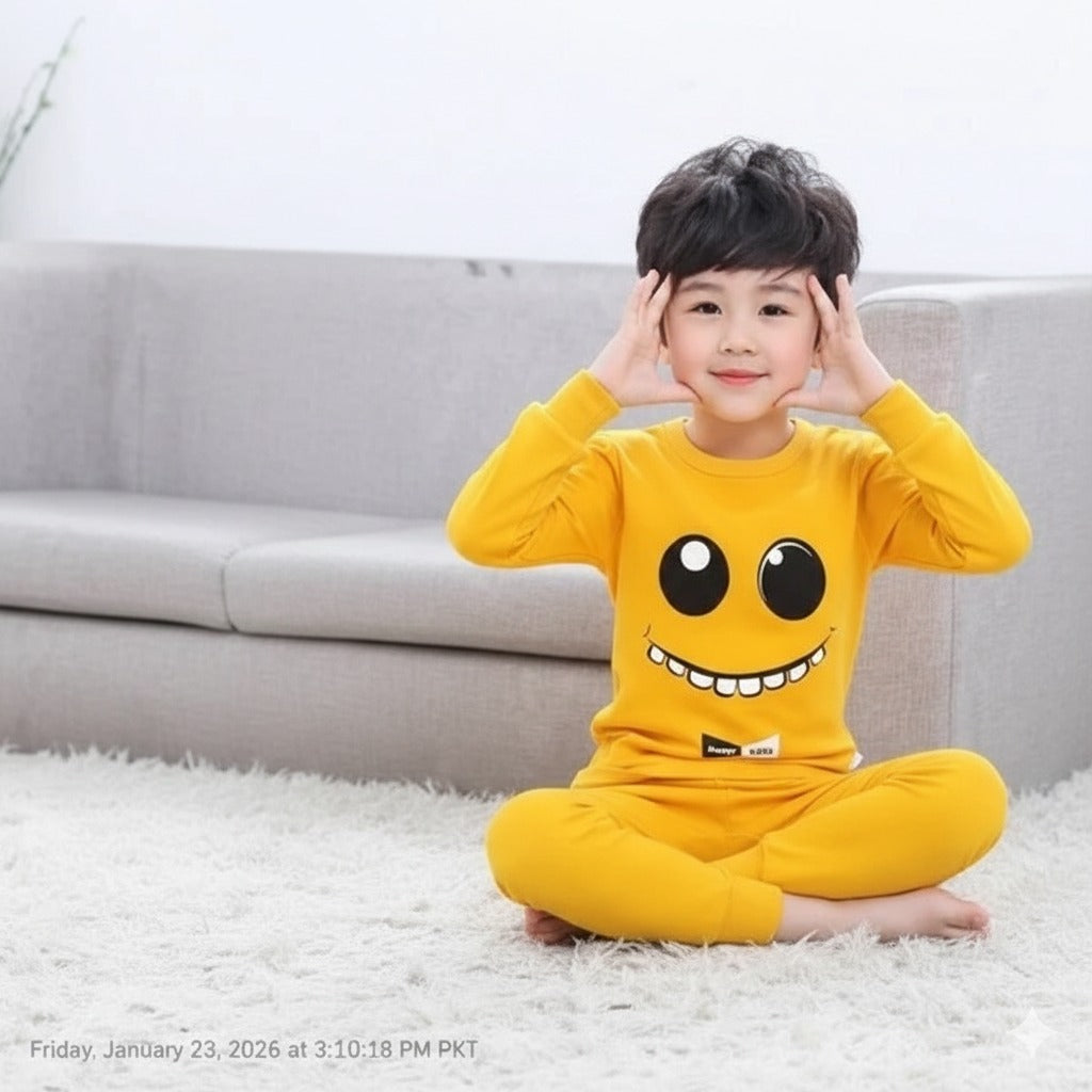 Yellow Monster Cartoon Printed Kids Wear