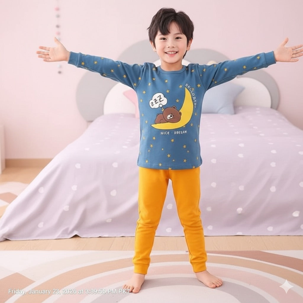 Sleeping Bear Design Printed Kids Wear