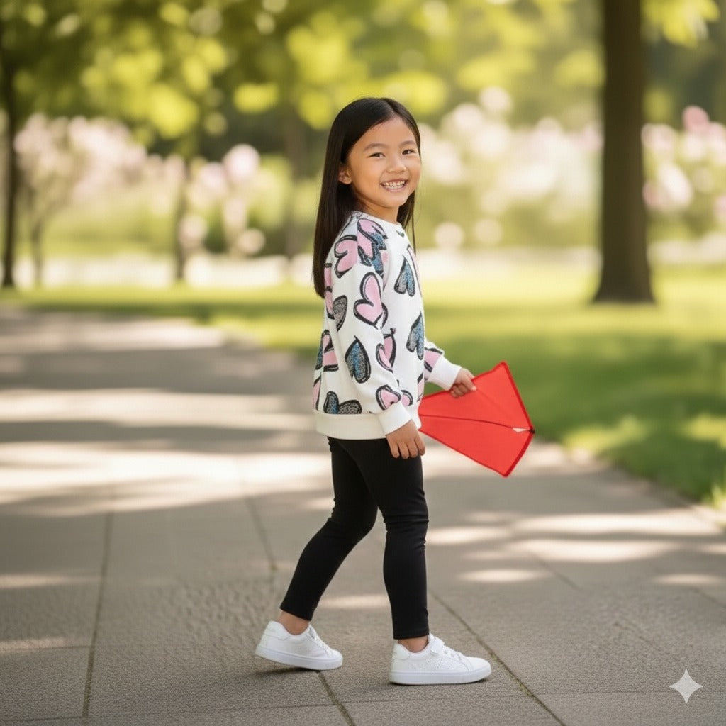 Colorful Floral Print Sweatshirt Set for Girls