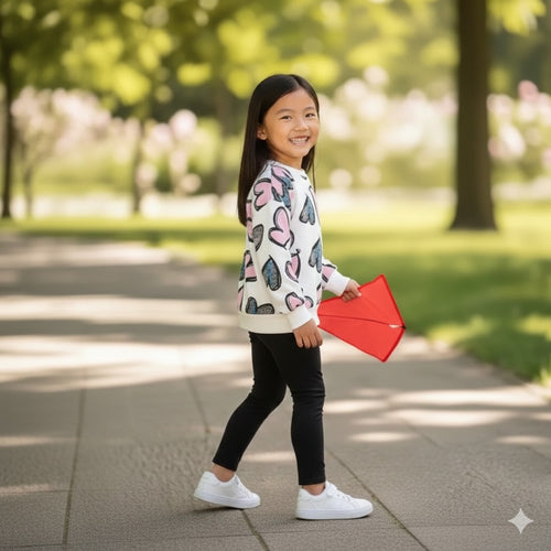Colorful Floral Print Sweatshirt Set for Girls