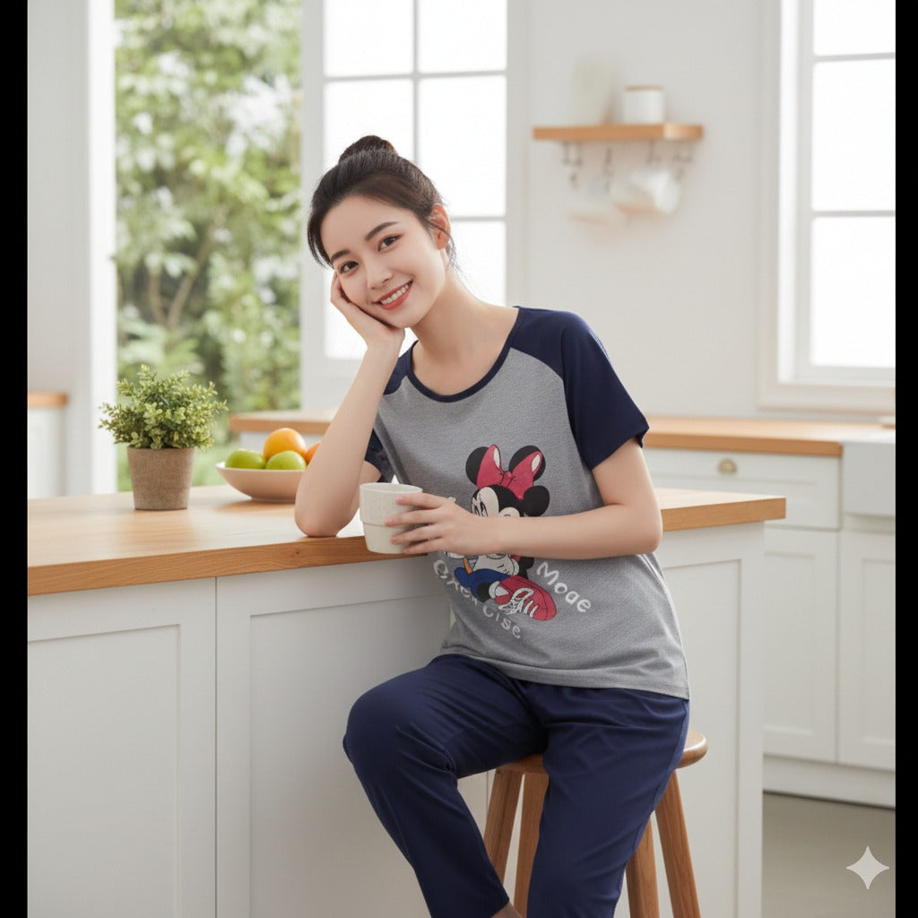 Minnie Mouse Mode Exercise Woman Print PJ Set