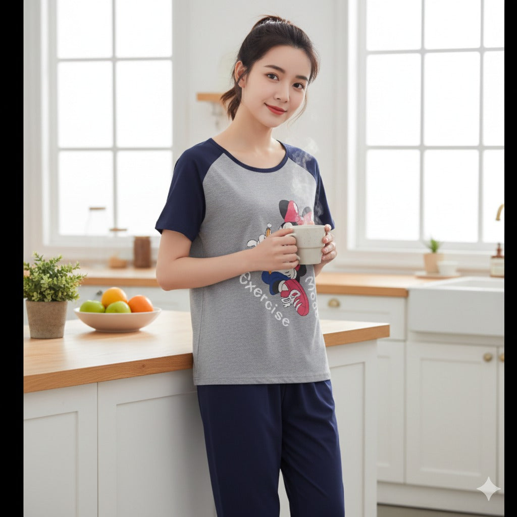 Minnie Mouse Mode Exercise Woman Print PJ Set