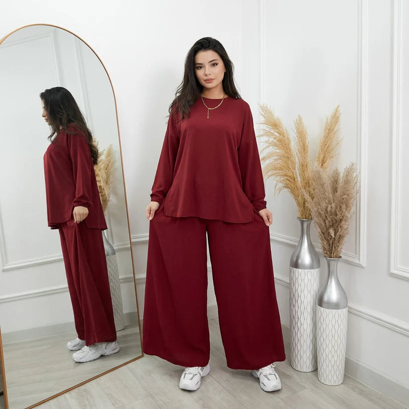 BreezeFlow Wide-Leg Loungewear Set For Summer