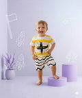Flying a plane Printed Half Sleeves Round Neck T shirt With Printed Shorts