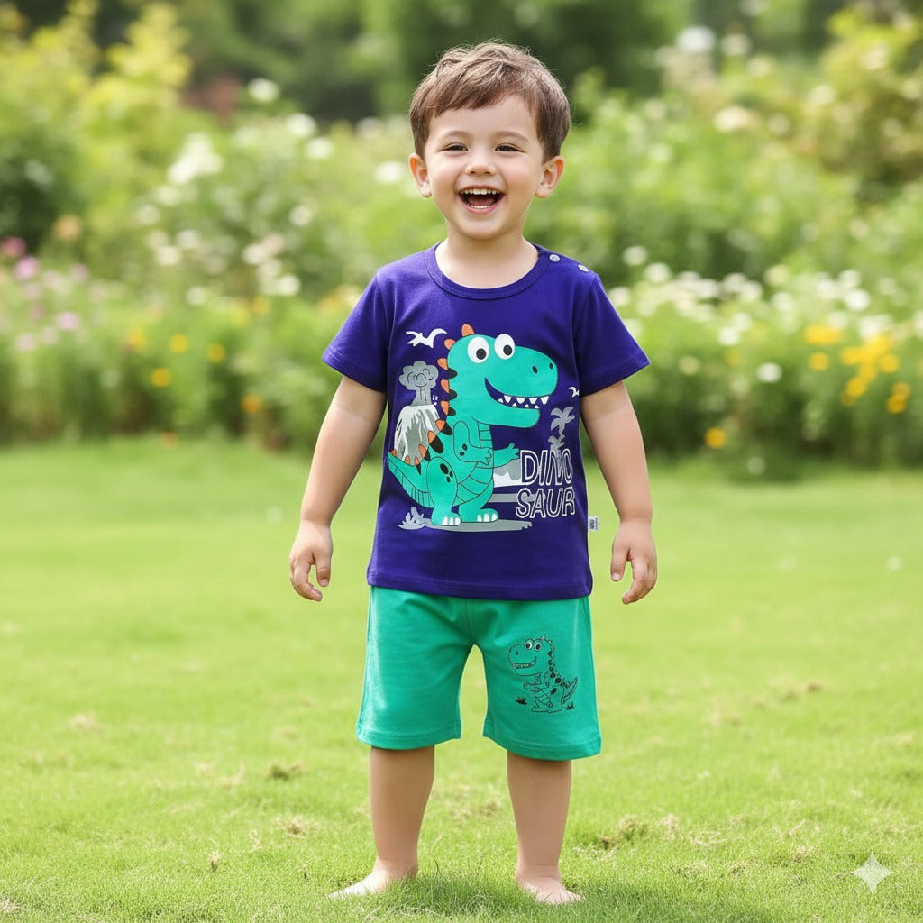 Blue Dino Printed Kids NIghtsuit