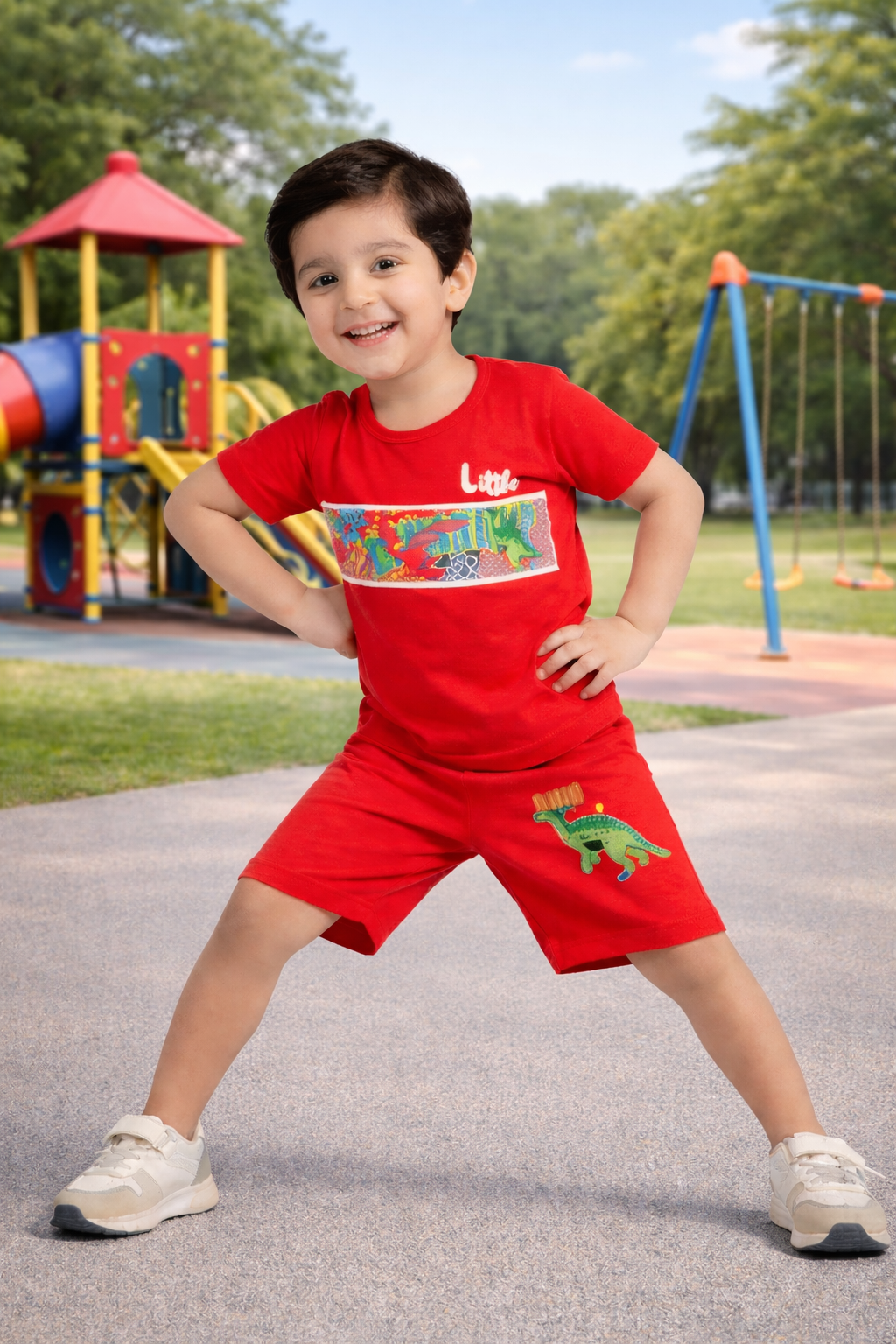 Kids Summer Outfit – Soft Cotton T-Shirt & Shorts Set for Boys