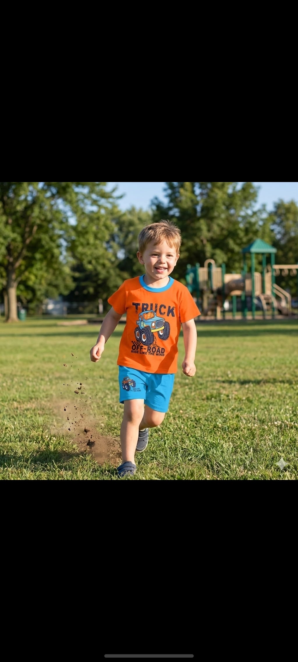 Orange Truck Off Road Kids Short Sleeve Kids Wear