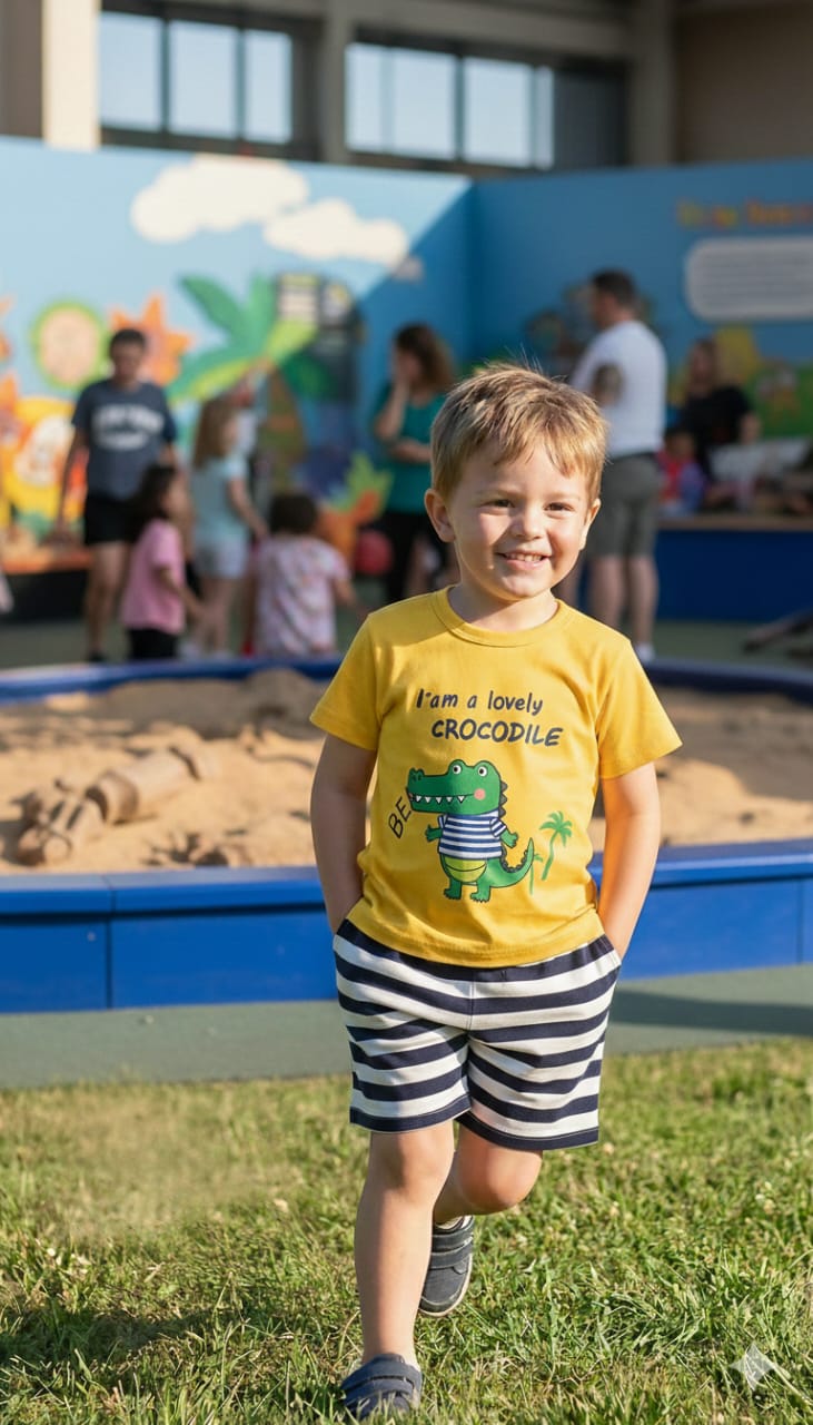 lovely crocodile Printed Kids Short Sleeve Kids Wear