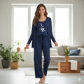 Blue I love Coffee Women Night Suit PJ 3 Pieces Set