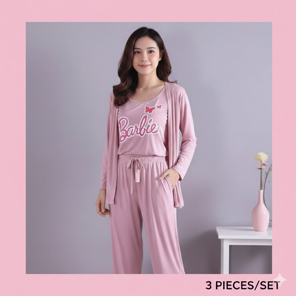 Womens Barbie 3pc Night Suit Printed 😍🔥