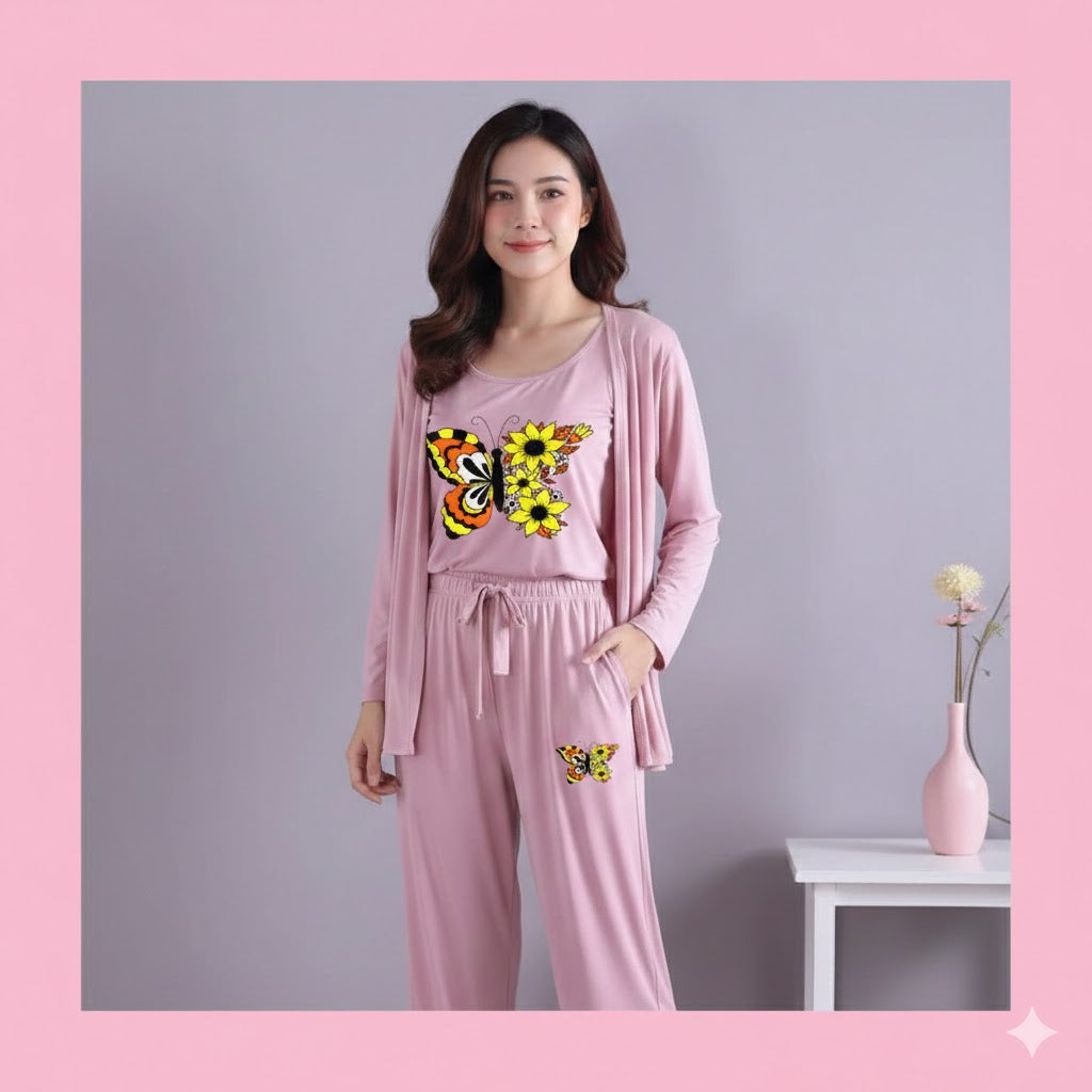 Womens 3pc Night Suit Printed 😍🔥