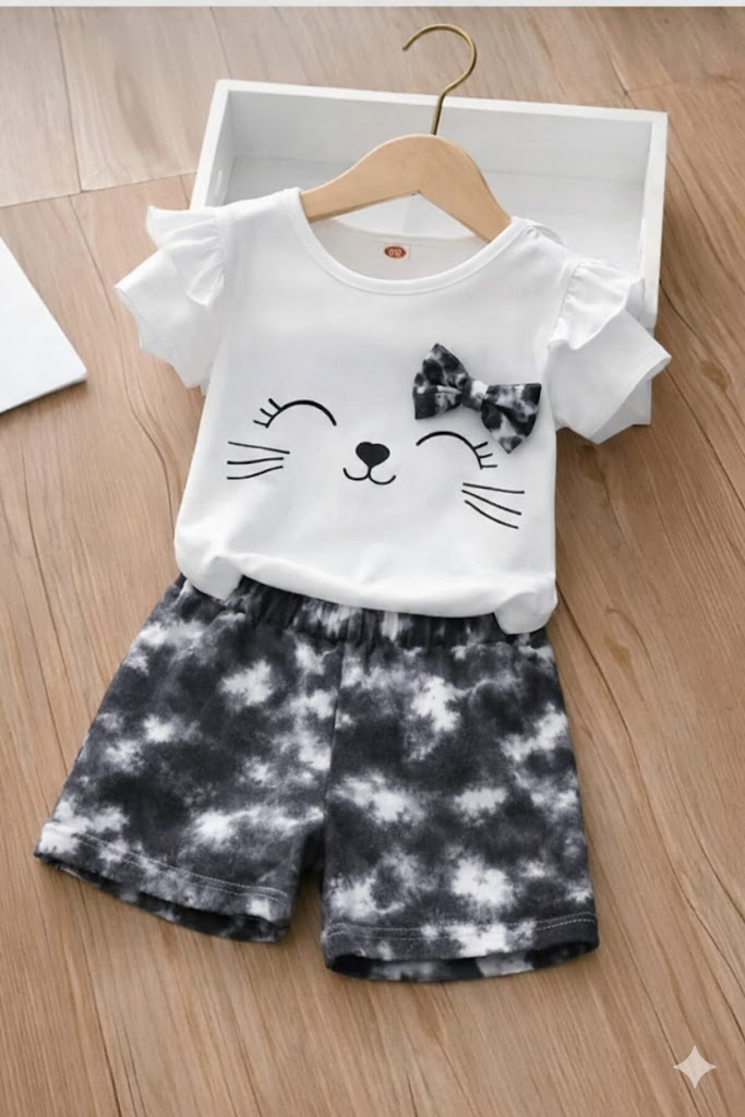Meow Printed Short Set